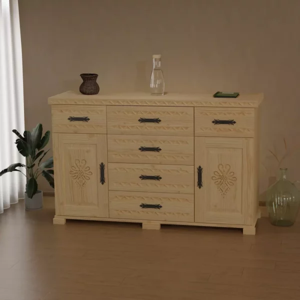 Śleboda Komoda 140cm, drzwiczki + 6x szuflada