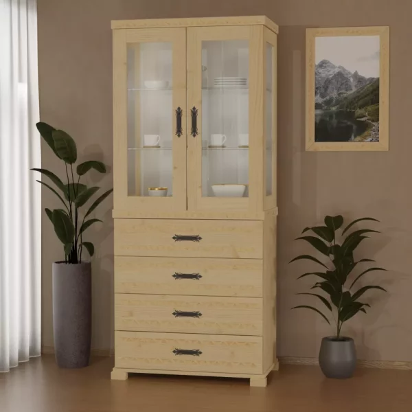 Sleboda, Skriňa s vitrínou 80x176x45 (4 zásuvky)